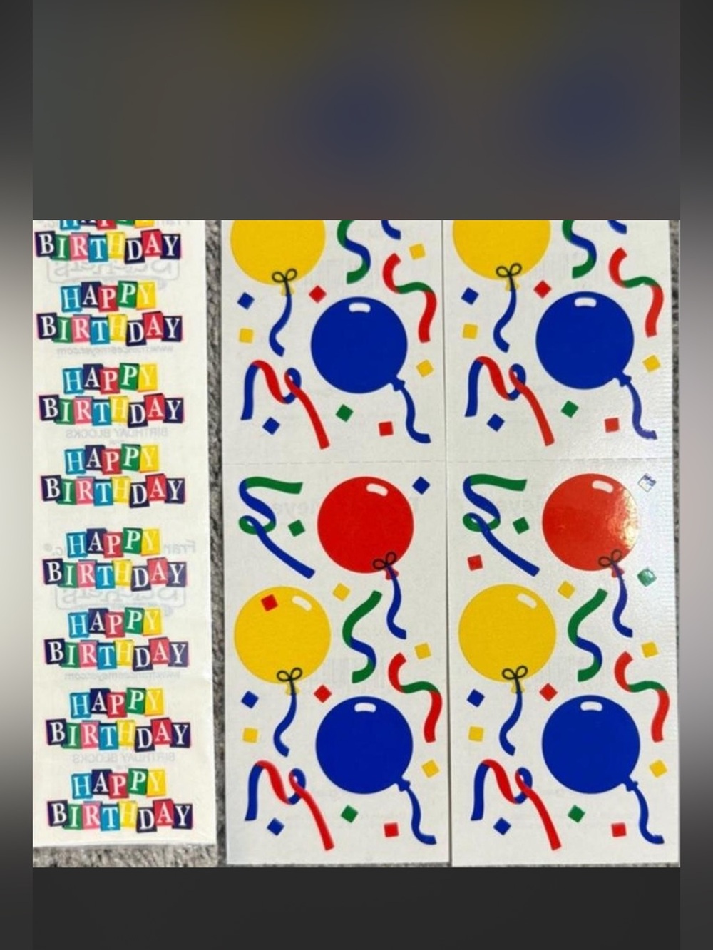 $2 Happy Birthday Balloon Sticker Sheets $2 WITH ANY $10 ORDER OR MORE